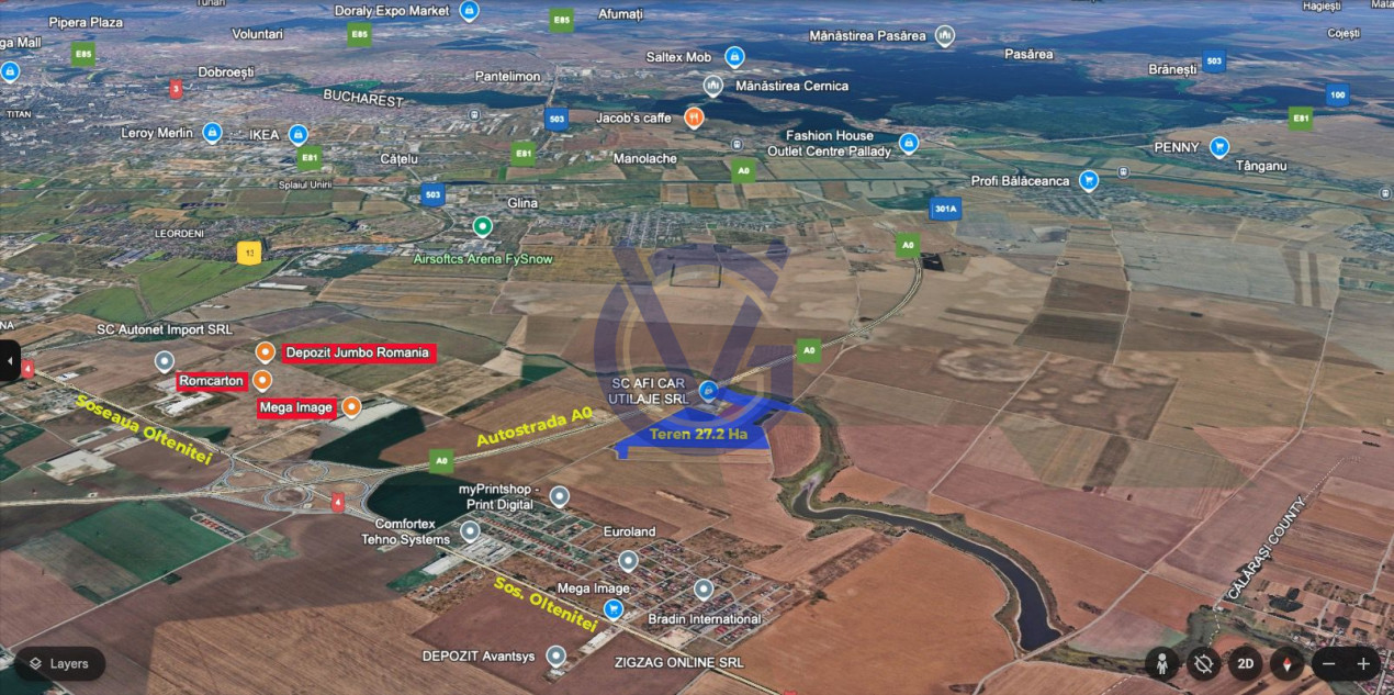  OPORTUNITATE langa Nodul A0 Glina - 7 Hectare - COMISION 0%